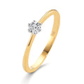 Bague solitaire Or jaune 18K, Or blanc 18K Diamant 0.15 ct, w-si