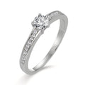 Bague solitaire Or blanc 18K Diamant blanc, 0.10 ct, 10 Pierres, brillant, w-si, Diamant blanc, 0.35 ct, brillant, w-si