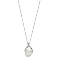 Chaînette avec pendentif Or blanc 18K perle d'eau douce blanc, 8 mm 42 cm