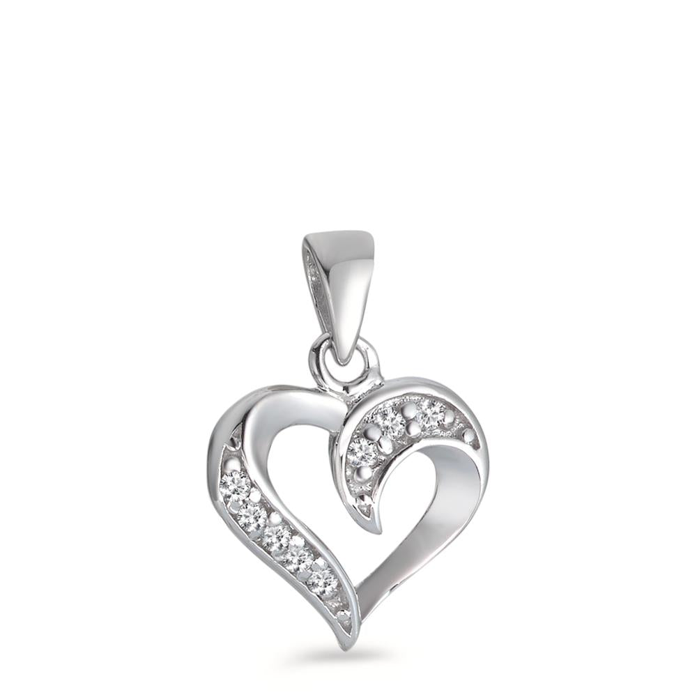 Pendentif Argent Zircone Rhodié Coeur