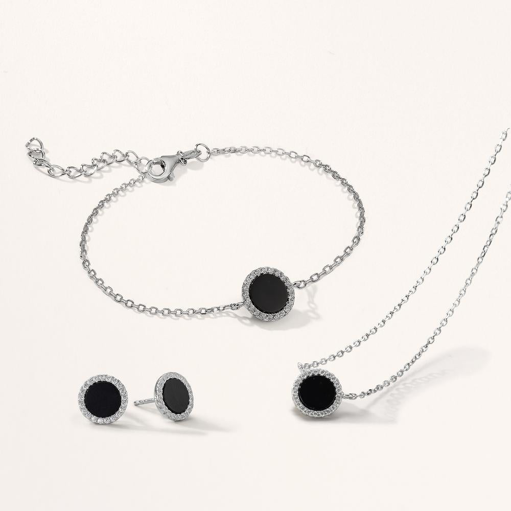 Collier Argent Onyx Rhodié 40-45 cm Ø10 mm