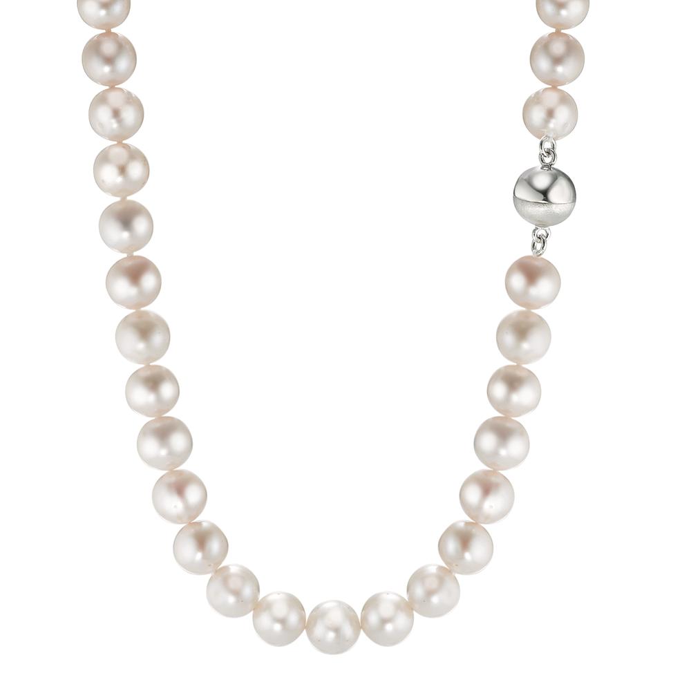 Collier Argent Rhodié perle d'eau douce blanc 8-8.5 mm 42 cm