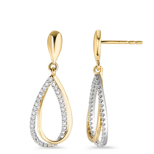 Pendant d'oreilles Or jaune 18K, Or blanc 18K Diamant blanc, 0.18 ct, 46 Pierres, brillant, w-si