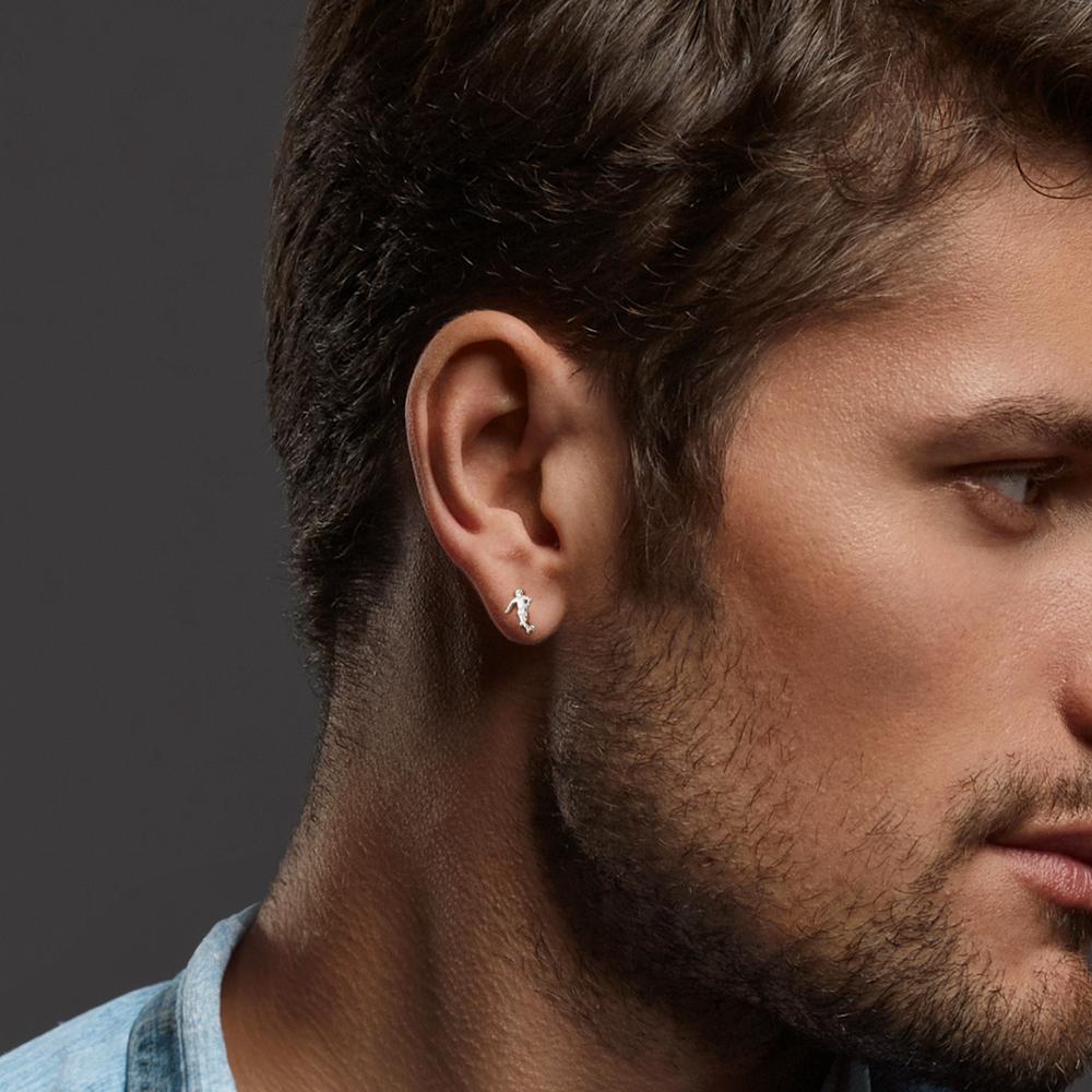 Ohrstecker 1 Stk Silber rhodiniert Fussball