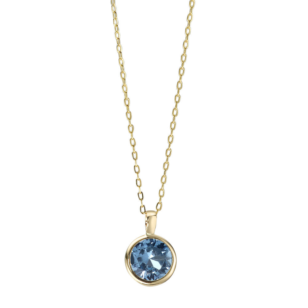 Collier Or jaune 14K Zircone bleu 40-42 cm