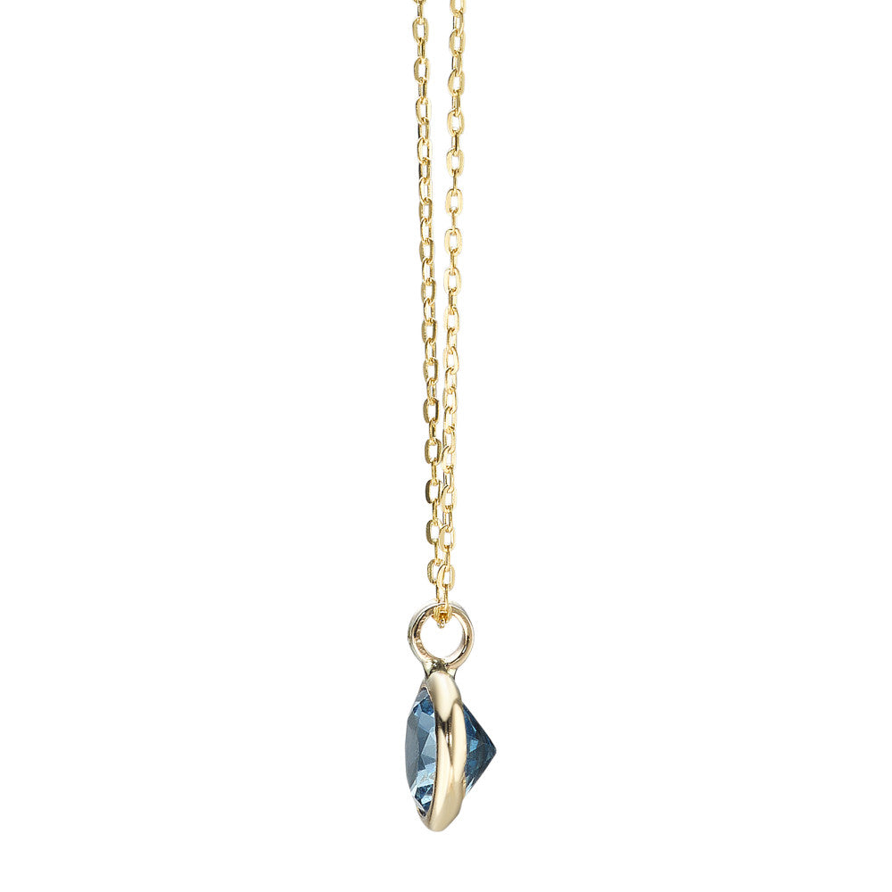 Collier Or jaune 14K Zircone bleu 40-42 cm