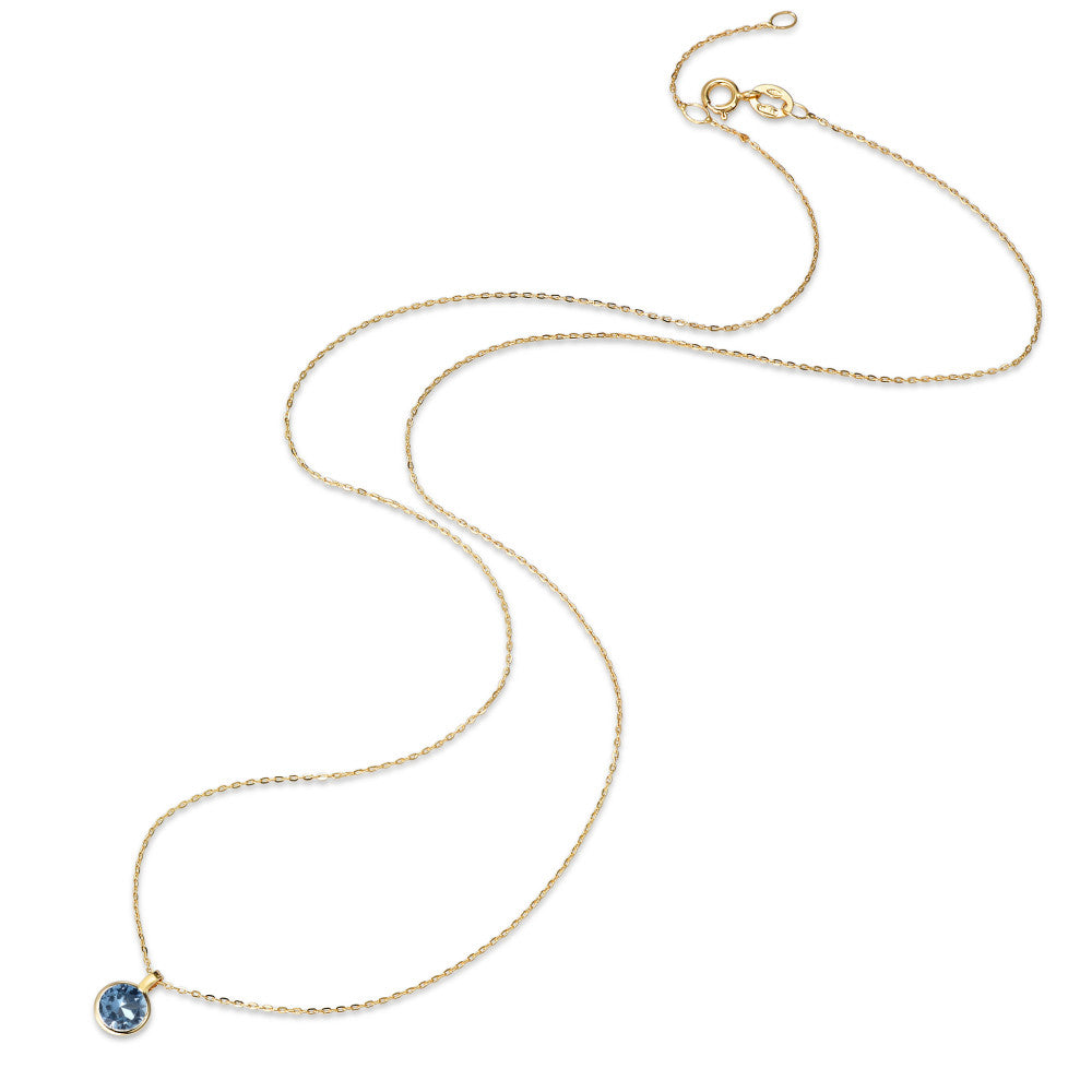 Collier Or jaune 14K Zircone bleu 40-42 cm