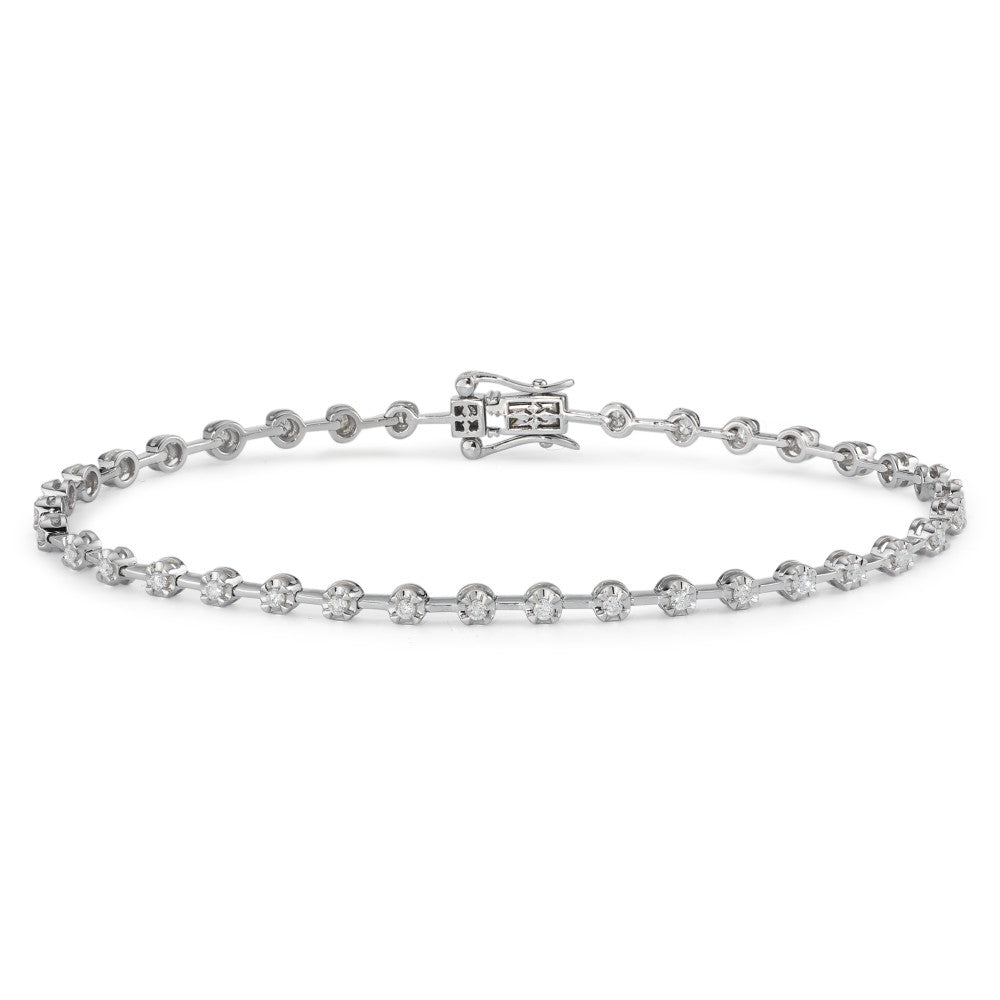 Bracelet Or blanc 18K Diamant 0.49 ct, 37 Pierres, w-si