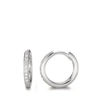 Créoles à charnières Or blanc 18K Diamant 0.16 ct, 24 Pierres, w-si