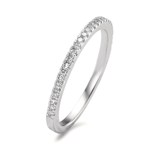 Fingerring 585/14 K Weissgold Diamant 0.13 ct, 26 Steine, w-si