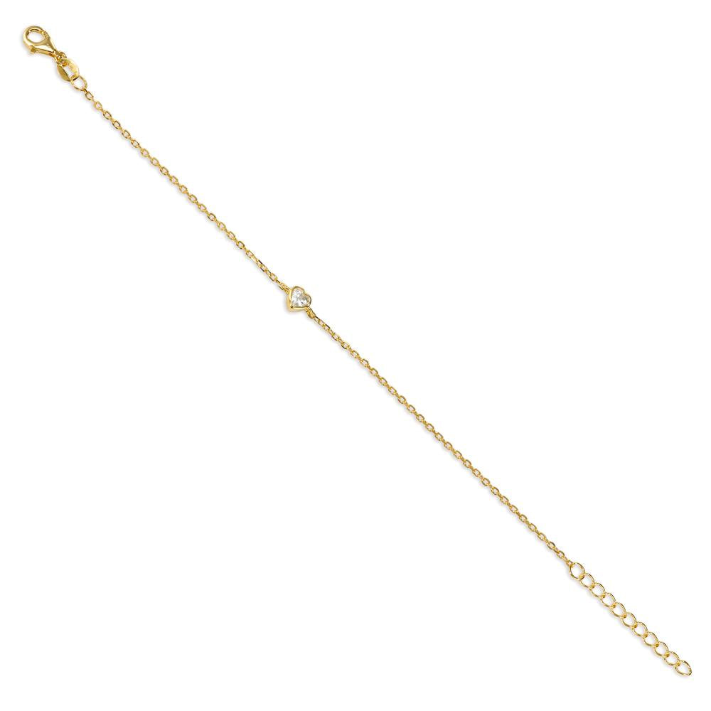 Armband Silber Zirkonia gelb vergoldet Herz 16-19 cm verstellbar