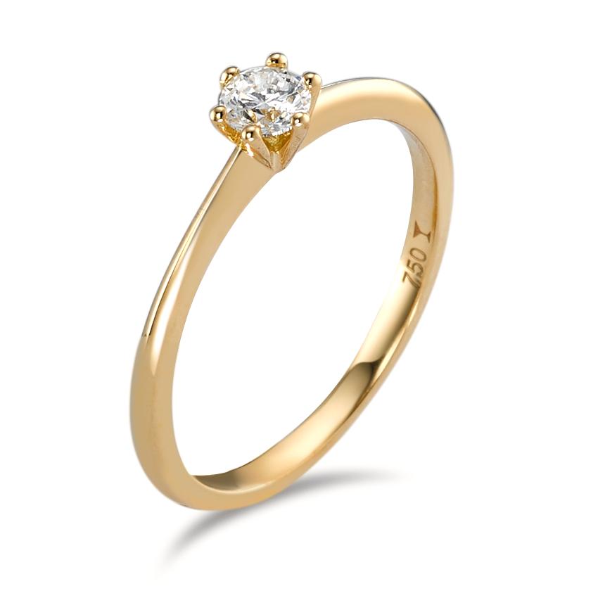 Bague solitaire Or jaune 18K Diamant 0.20 ct, w-si