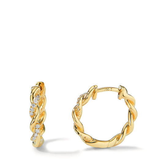 Créoles à charnières Or jaune 18K Diamant 0.09 ct, 24 Pierres, w-si