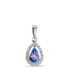 Pendentif Or blanc 18K Tanzanite, Diamant 0.12 ct, 18 Pierres, w-si