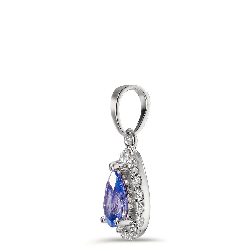Pendentif Or blanc 18K Tanzanite, Diamant 0.12 ct, 18 Pierres, w-si