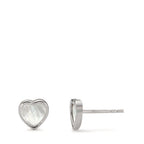 Clous d'oreilles Or blanc 14K nacre blanc Coeur Ø6 mm