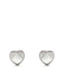 Clous d'oreilles Or blanc 14K nacre blanc Coeur Ø6 mm