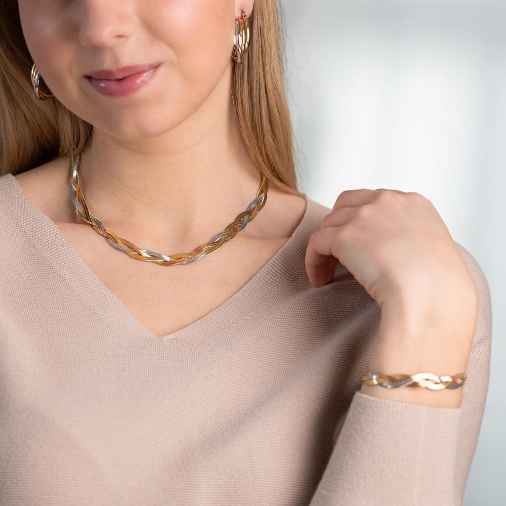 Collier Acier inoxydable tricolore Tricolore 42-47 cm