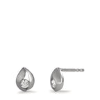 Clous d'oreilles Or blanc 9K Zircone 2 Pierres
