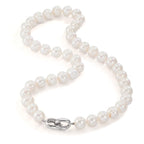 Collier Argent Rhodié perle d'eau douce blanc, 12 mm 50 cm