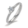 Bague solitaire Platine 950 Diamant 0.364 ct, 13 Pierres, w-si, GIA