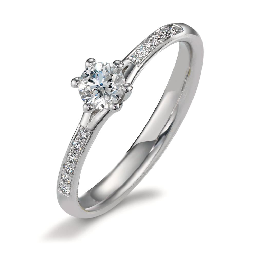 Bague solitaire Platine 950 Diamant 0.364 ct, 13 Pierres, w-si, GIA