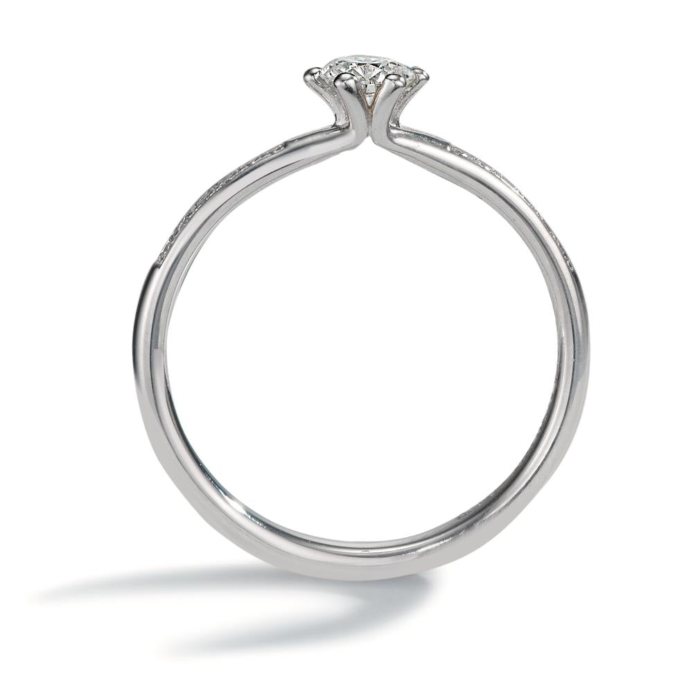 Bague solitaire Platine 950 Diamant 0.364 ct, 13 Pierres, w-si, GIA