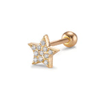 Piercing Argent Zircone 11 Pierres jaune Plaqué or Étoile Ø5.5 mm