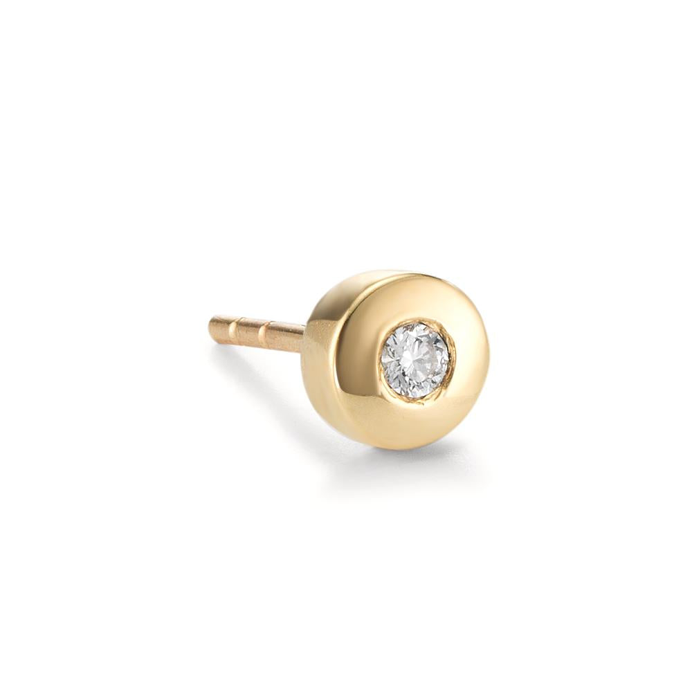 Ohrstecker 1 Stk 750/18 K Gelbgold Diamant 0.03 ct, w-si Ø4.5 mm