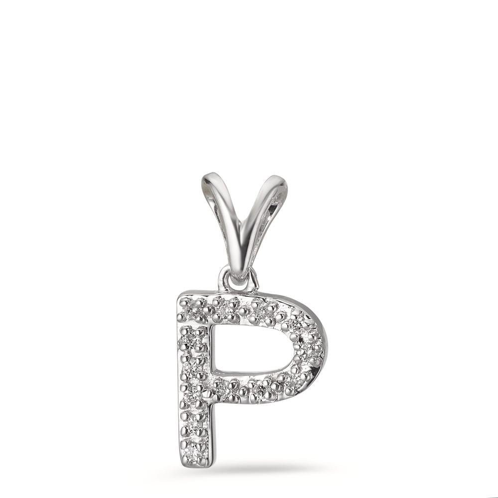 Pendentif Or blanc 9K Diamant 0.052 ct, 13 Pierres, w-pi2
