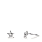 Clous d'oreilles Or blanc 9K Zircone 2 Pierres Étoile Ø5.5 mm