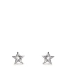 Clous d'oreilles Or blanc 9K Zircone 2 Pierres Étoile Ø5.5 mm