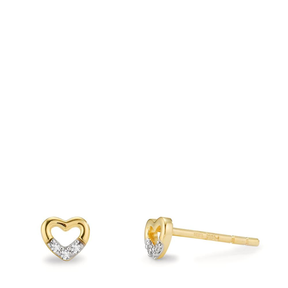 Clous d'oreilles Or jaune 9K Zircone 6 Pierres Coeur Ø5 mm