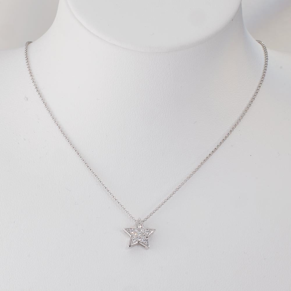 Pendentif Or blanc 18K Diamant 0.08 ct, w-si Étoile Ø10 mm