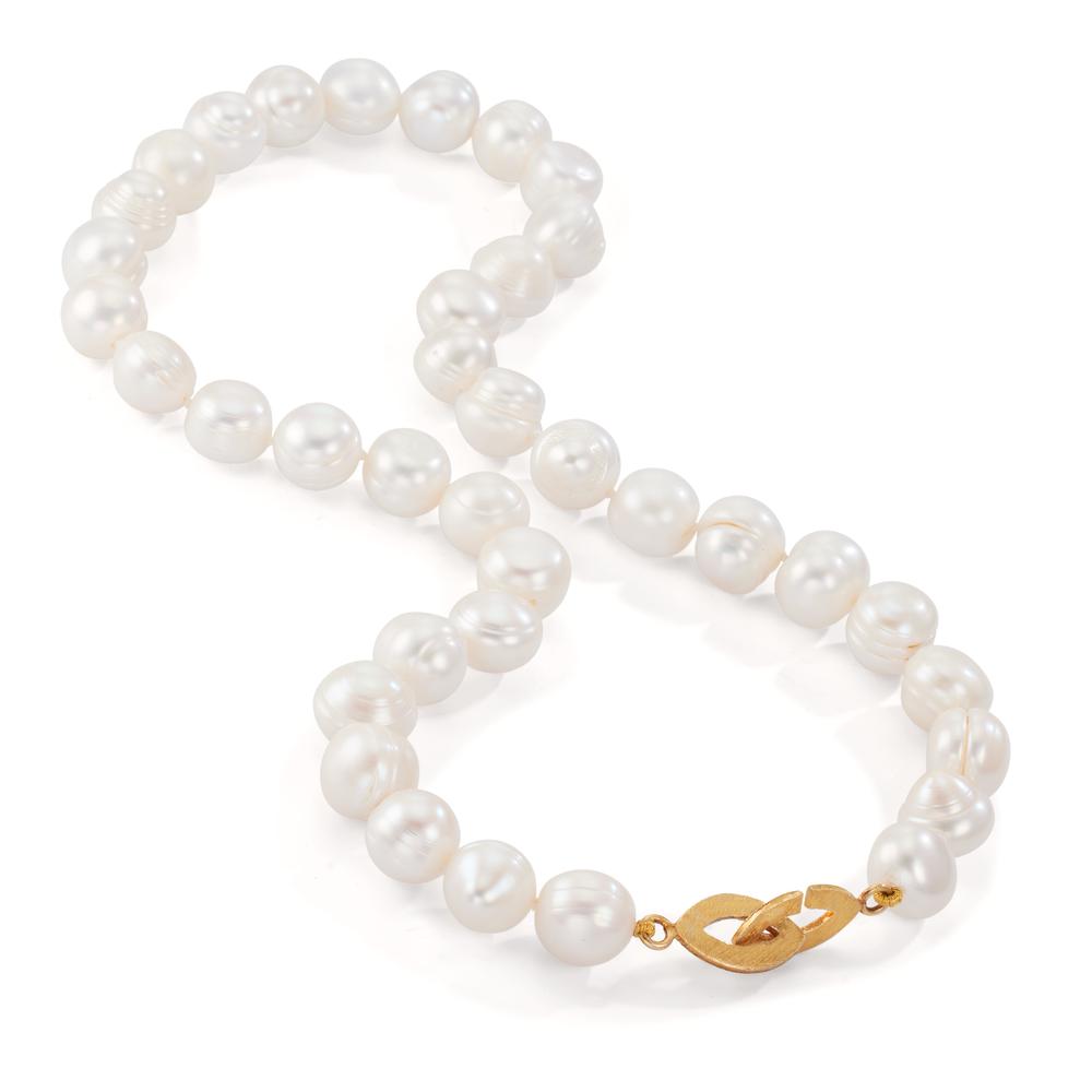Collier Argent jaune Plaqué or perle d'eau douce, 11 mm 46 cm