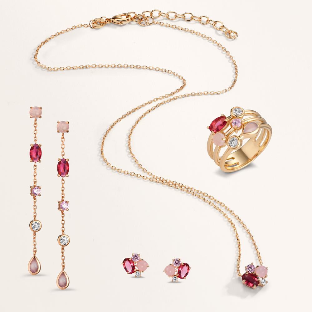 Clous d'oreilles Bronze Zircone 8 Pierres Plaqué or Ø9 mm