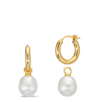 Créoles Argent jaune Plaqué or perle d'eau douce, 2 Perles 9-9.5 mm