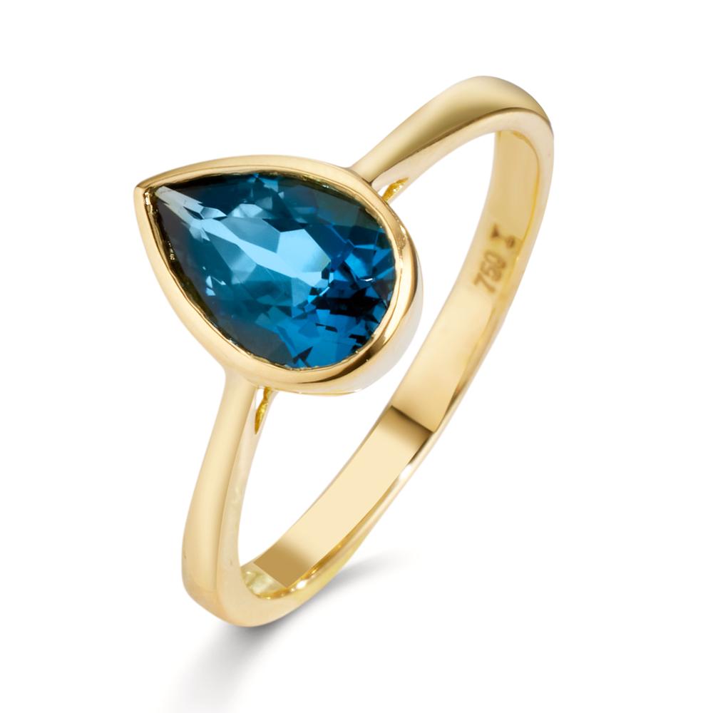 Bague Or jaune 18K Topaze London Blue