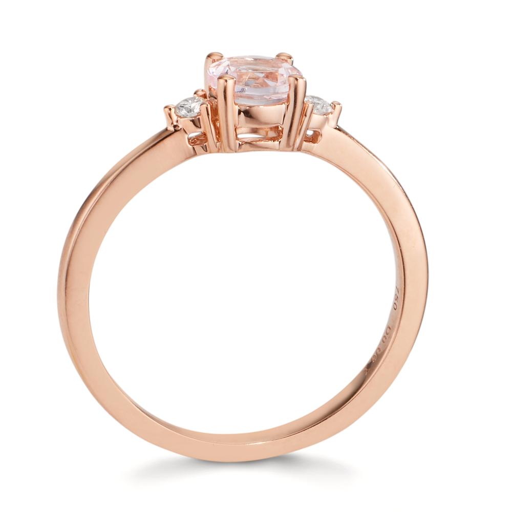 Bague Or rouge 18K Morganite rose, Diamant 0.065 ct, 2 Pierres, w-si