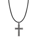Halskette mit Anhänger Edelstahl, Leder geschwärzt Kreuz 50 cm