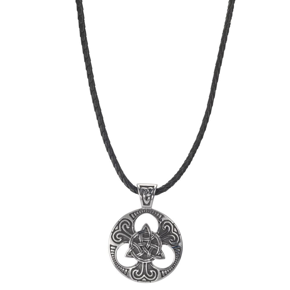 Chaînette avec pendentif Acier inoxydable, Cuir occulté Celtique 50 cm Ø37 mm