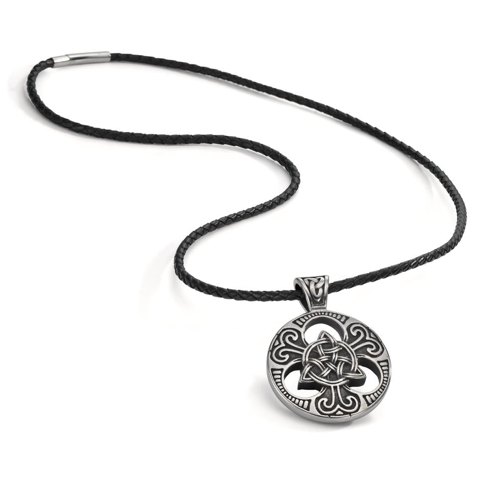 Chaînette avec pendentif Acier inoxydable, Cuir occulté Celtique 50 cm Ø37 mm