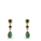 Pendant d'oreilles Argent Zircone vert, 6 Pierres rosé Plaqué or
