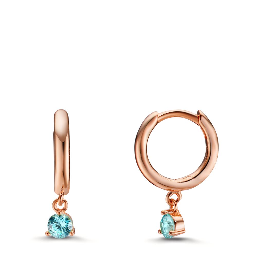 Créoles à charnières Argent Zircone aqua rosé Plaqué or