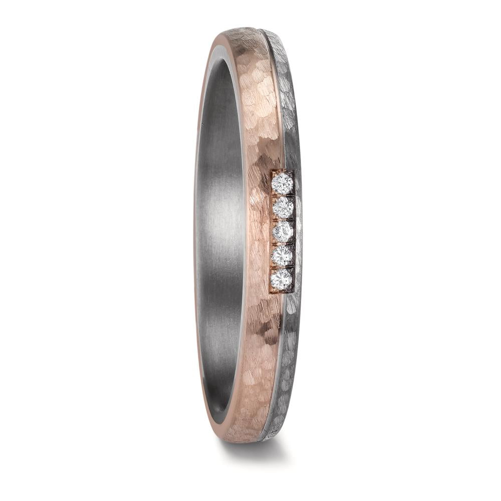Partnerring 999 Tantal, 585/14 K Rosegold Diamanten 0.035 ct, w-si