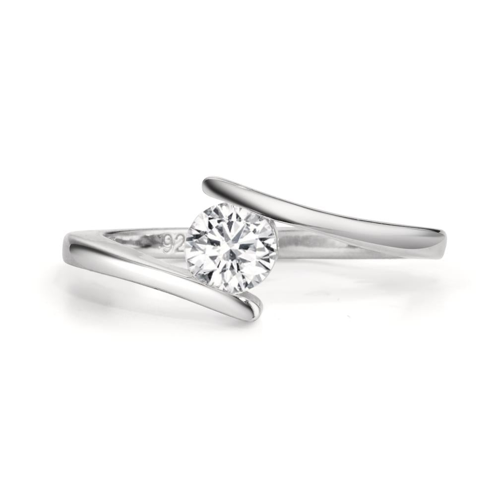 Bague Argent Zircone Rhodié