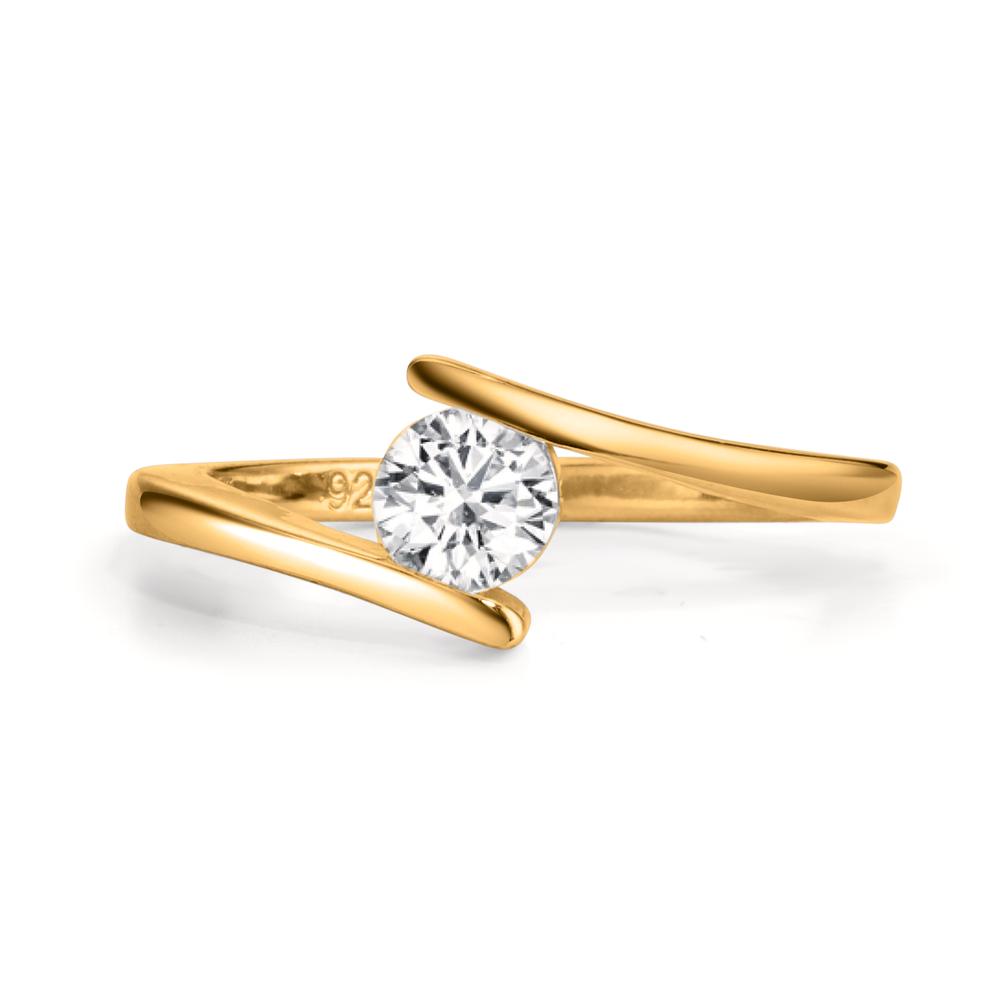 Bague Argent Zircone jaune Plaqué or