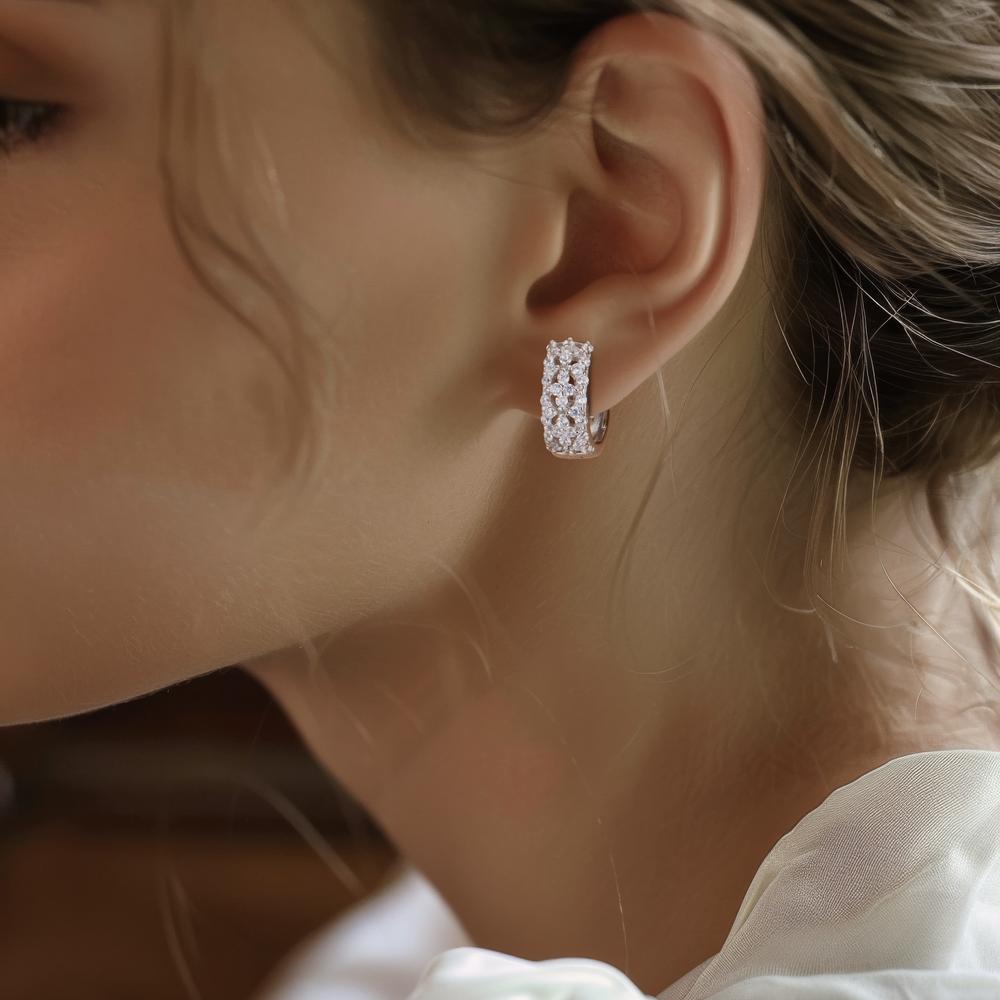 Klappcreolen Silber Zirkonia rhodiniert