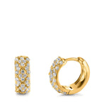 Créoles à charnières Argent Zircone jaune Plaqué or