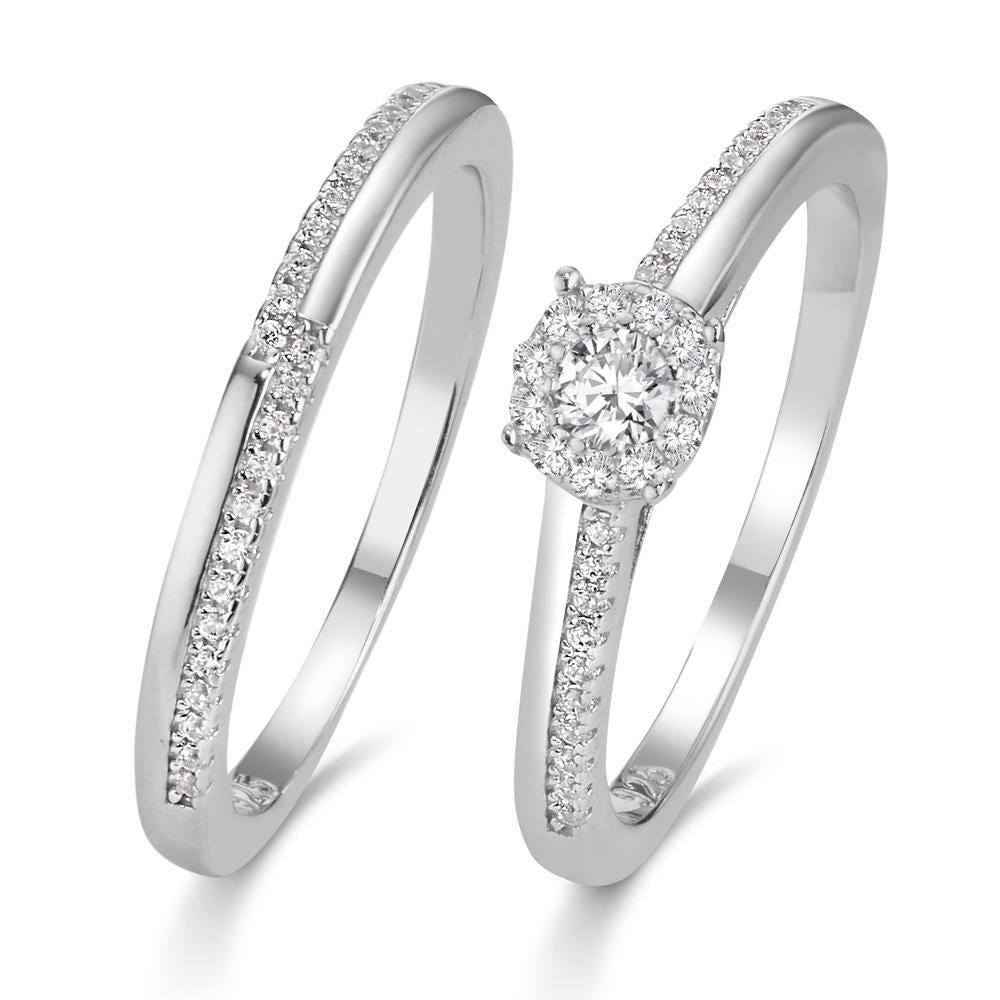 Fingerring Silber Zirkonia rhodiniert